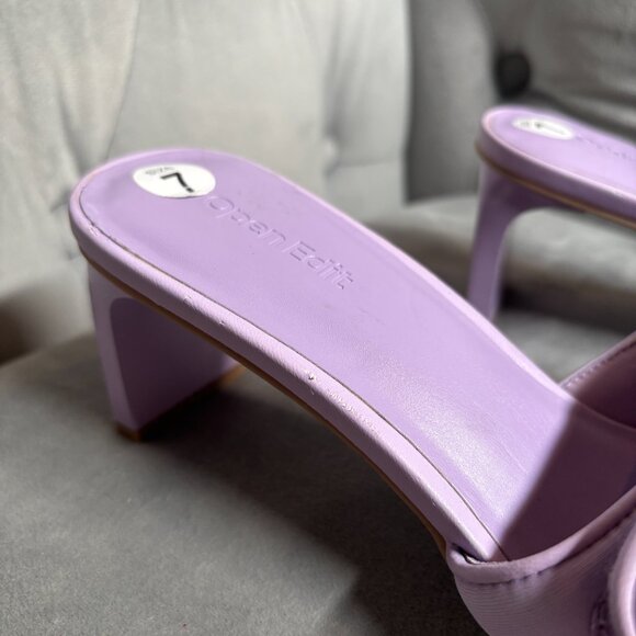 Open Edit Lavender Fabric Block Heel Sandals – Women’s Size 7 - Picture 7 of 9